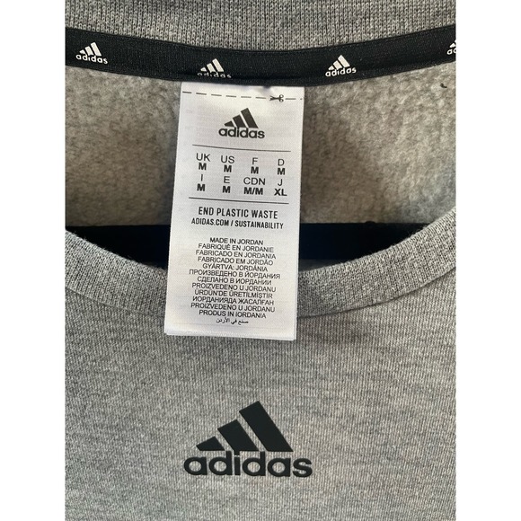 adidas Men's Essentials 3-Stripe Pullover Sweatshirt Gray Black Size Medium Logo - Picture 4 of 5